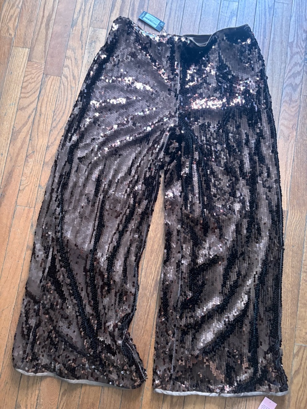 Black Sequin Wide-Leg Pants